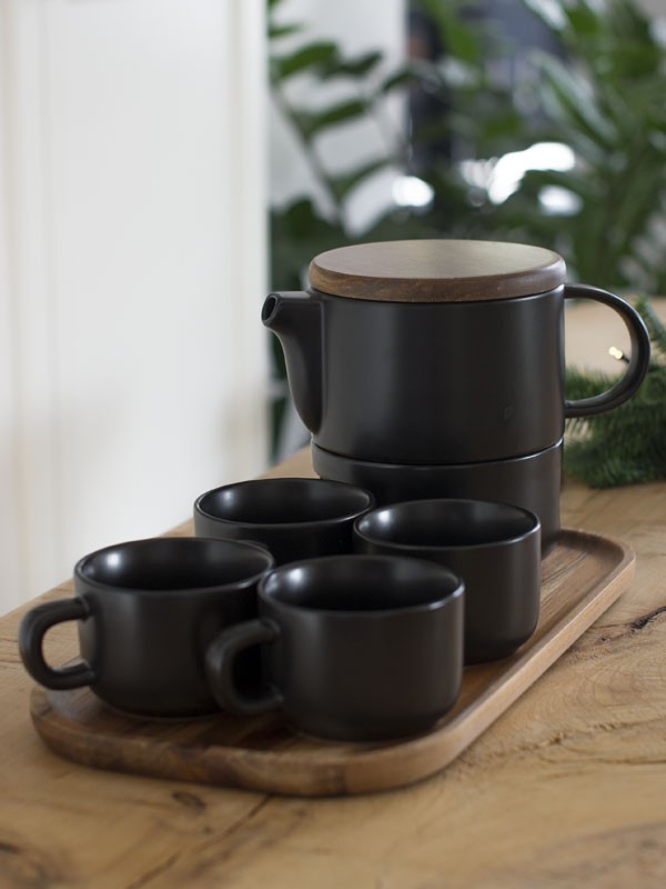 Zestaw ceramiczny Wooden Black